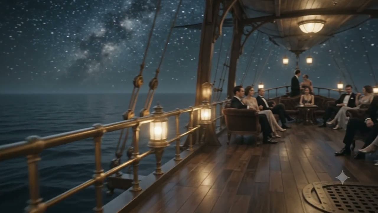 the vessel crossing the water at altitude (ambient — 3 hours, no narration)