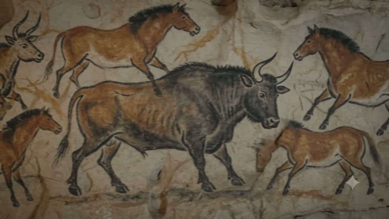 the aurochs of Lascaux still move by torchlight (17,000 years, one herd)