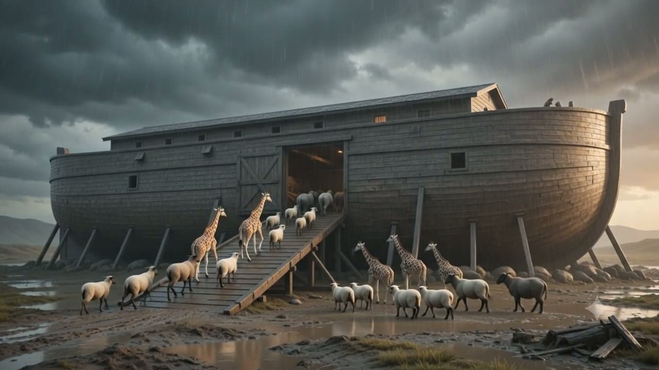 boarding the Ark, two by two — the cattle went first (nobody asks why)