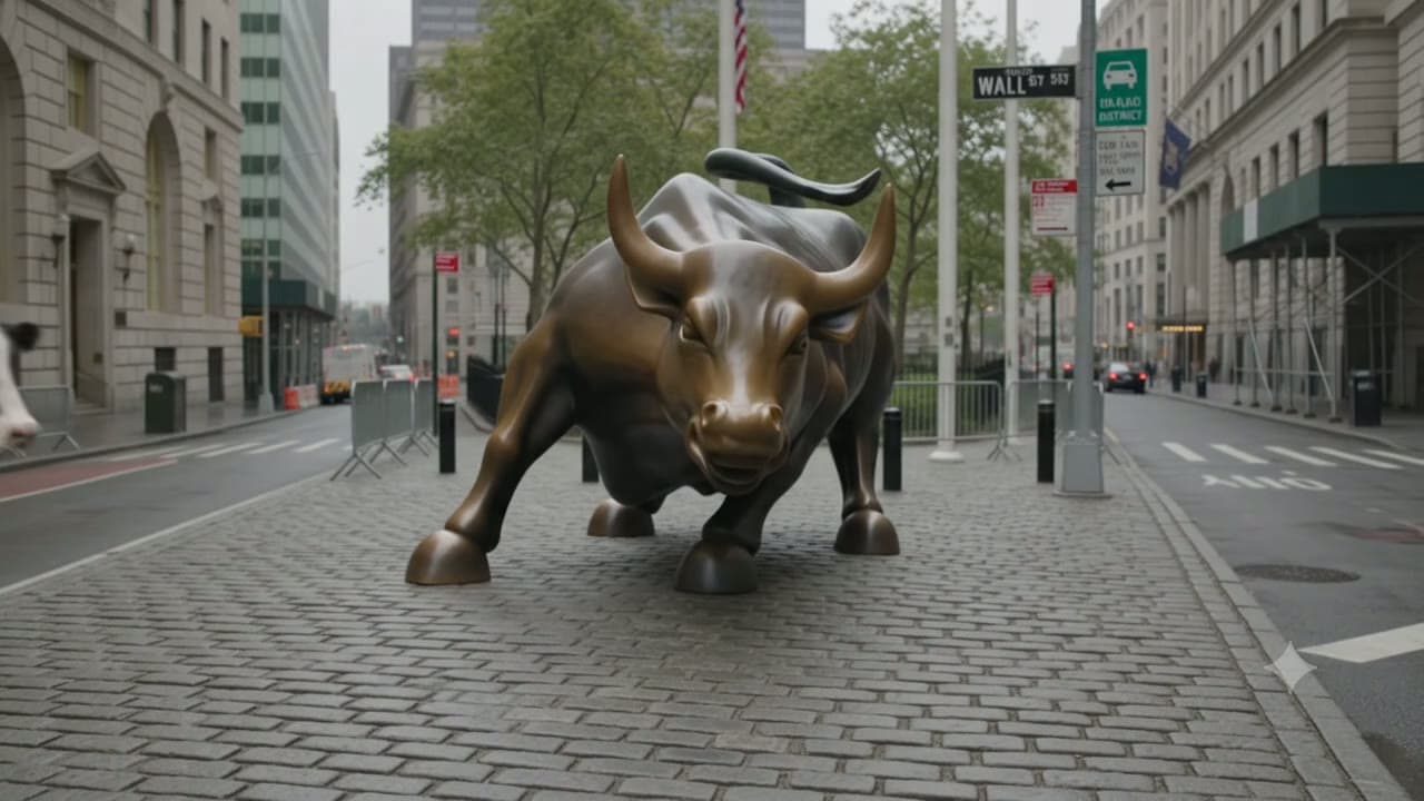 the bull came back to Times Square and it is not the statue