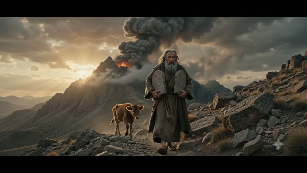 the prophet comes down the mountain and finds them dancing around it (again)